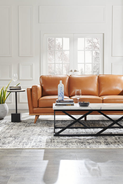 Table d'appoint Sabrina de 14 po - noire avec dessus en imitation de marbre blanc