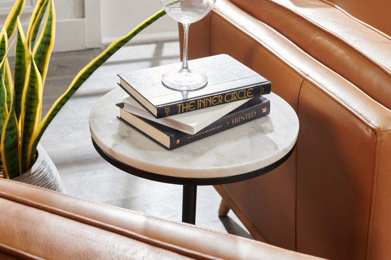 Table d'appoint Sabrina de 14 po - noire avec dessus en imitation de marbre blanc