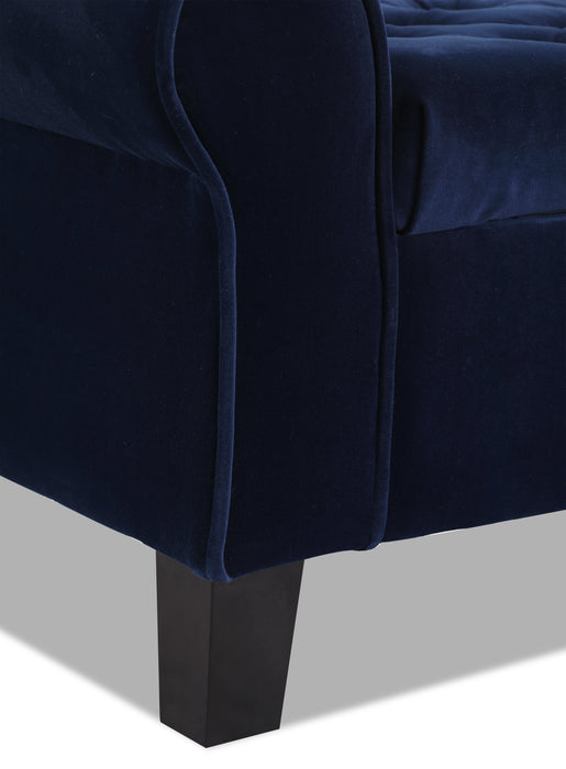 Banc de rangement Sadie de 53 po - velours bleu