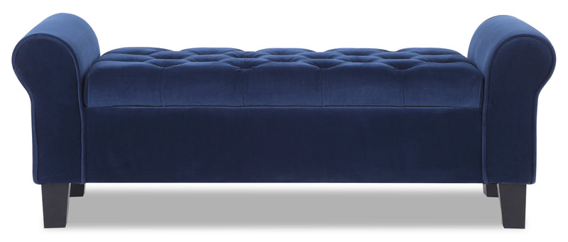 Banc de rangement Sadie de 53 po - velours bleu