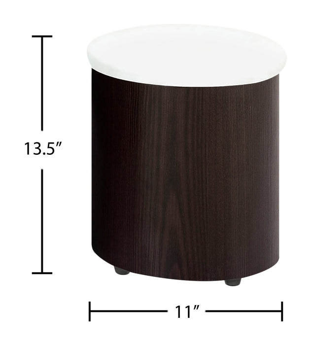 Ensemble 3 articles modernes en forme de S Savon de 52,5 po (table à café et 2 poufs) avec rangement et tablette - bois noyer foncé et chrome 