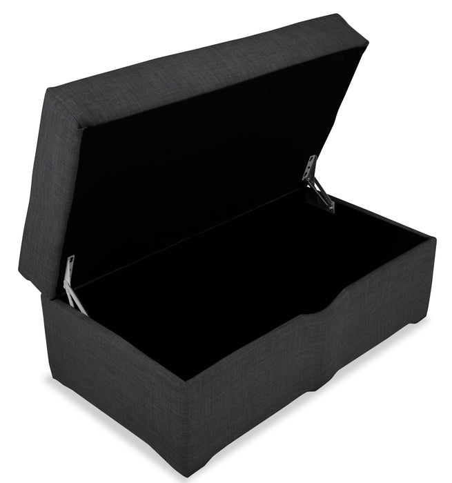 Pouf de rangement Sawyer de 40 po fabriqué au Canada en tissu d’apparence lin - gris anthracite