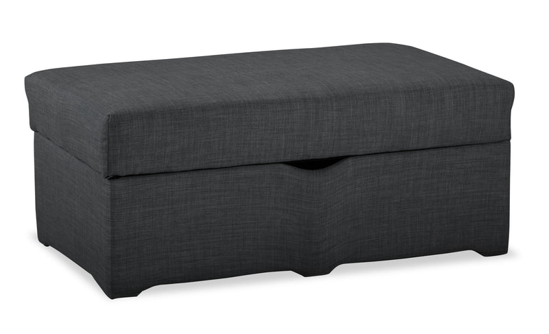 Pouf de rangement Sawyer de 40 po fabriqué au Canada en tissu d’apparence lin - gris anthracite