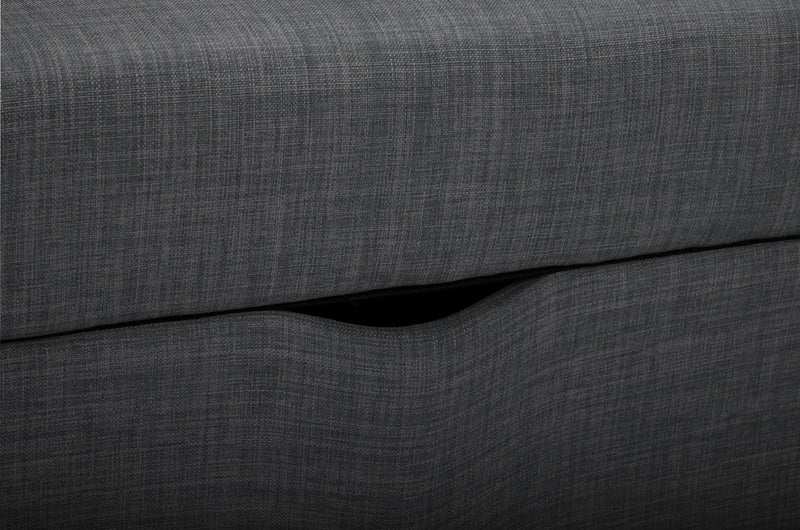 Pouf de rangement Sawyer de 40 po fabriqué au Canada en tissu d’apparence lin - gris anthracite