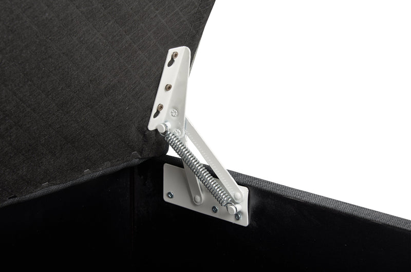 Pouf de rangement Sawyer de 40 po fabriqué au Canada en tissu d’apparence lin - gris anthracite