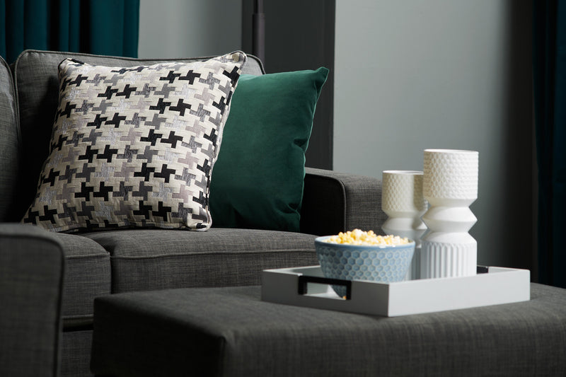 Sofa sectionnel Sawyer 2 pièces fabriqué au Canada en tissu d’apparence lin avec coussins réversibles - gris anthracite