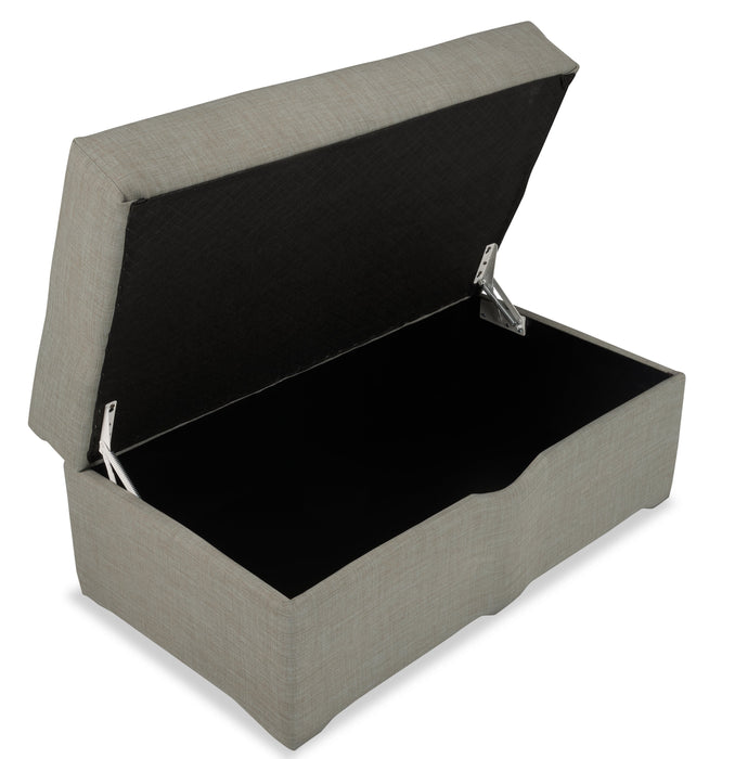 Pouf de rangement Sawyer de 40 po fabriqué au Canada en tissu d’apparence lin - gris clair