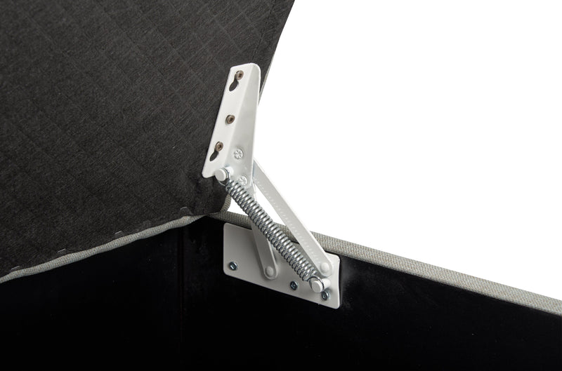 Pouf de rangement Sawyer de 40 po fabriqué au Canada en tissu d’apparence lin - gris clair