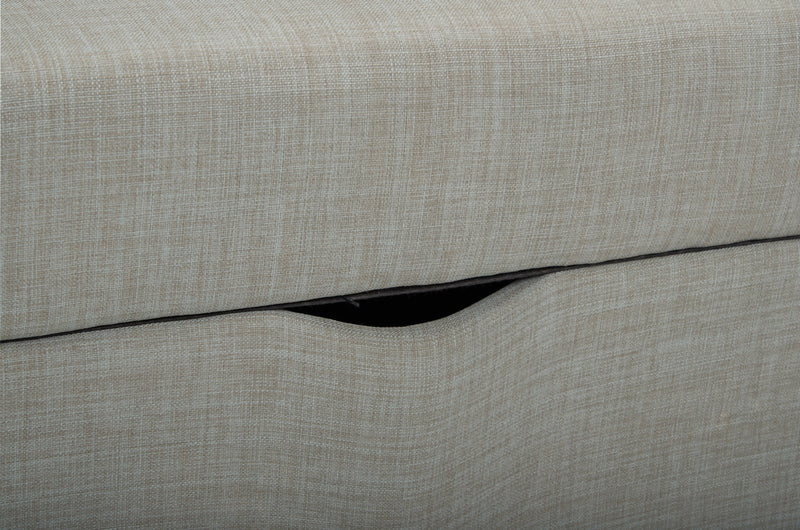 Pouf de rangement Sawyer de 40 po fabriqué au Canada en tissu d’apparence lin - gris clair