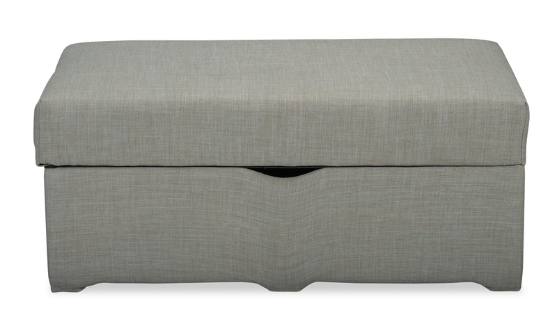 Pouf de rangement Sawyer de 40 po fabriqué au Canada en tissu d’apparence lin - gris clair