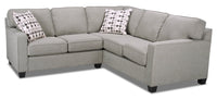  Sofa sectionnel Sawyer 2 pièces fabriqué au Canada en tissu d’apparence lin avec coussins réversibles - gris clair