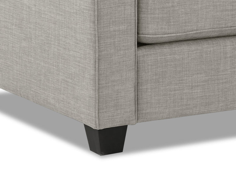 Sofa Sawyer de 83 po fabriqué au Canada en tissu d’apparence lin avec coussins réversibles et coussins décoratifs - gris clair