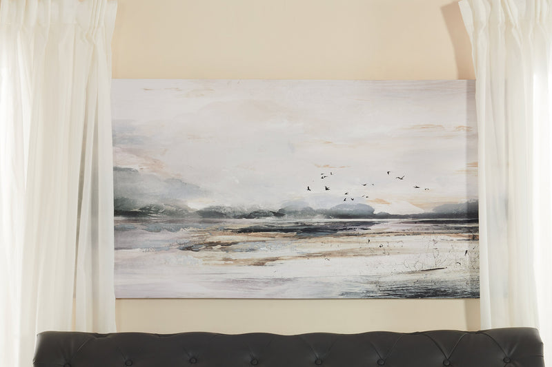 Paysage marin à l’acrylique - 30 po x 60 po 