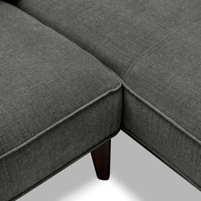 Sofa sectionnel de droite Gena de Cindy Crawford Home 2 pièces en tissu d’apparence lin avec pattes en bois - gris anthracite