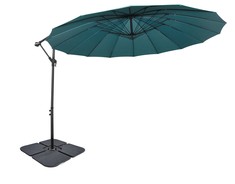 Parasol Shanghai pour la terrasse avec base 4 pièces - turquoise