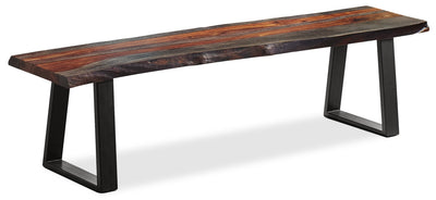 Bowery Dining Bench - Industrial style Dining Bench in Rustic Brown Metal and Wood