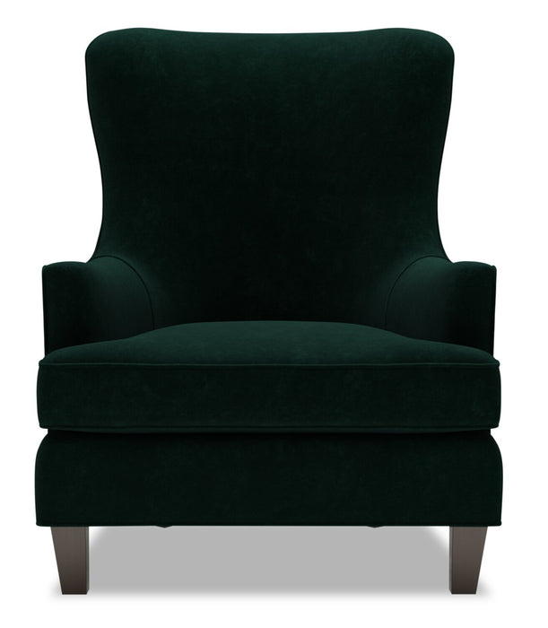 Fauteuil d’appoint à oreilles Sofa Lab personnalisable de 32 po fabriqué au Canada en tissu de velours - vert Hunter Green