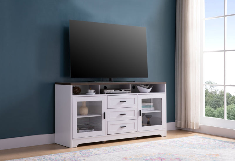 Meuble pour téléviseur Melody de 60 po avec rangement et système de gestion des câbles pour téléviseurs jusqu’à 65 po - blanc