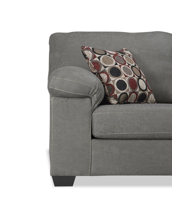 Sofa sectionnel de droite Morty 2 pièces fabriqué au Canada en tissu d’apparence cuir avec coussins décoratifs - gris