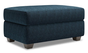Pouf de rangement personnalisable The Trunk de Sofa Lab de 39 po fabriqué au Canada en tissu de chenille - bleu Luxury Indigo