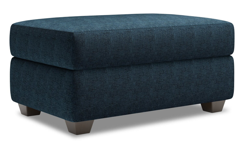 Pouf de rangement personnalisable The Trunk de Sofa Lab de 39 po fabriqué au Canada en tissu de chenille - bleu Luxury Indigo