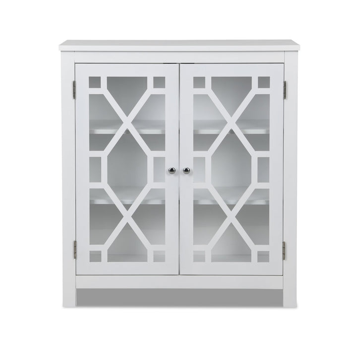 Armoire décorative Clary de 31,5 po avec portes en verre - blanche