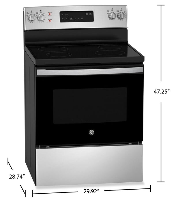 Cuisinière électrique GE de 5 pi³ avec autonettoyage et 4 brûleurs - acier inoxydable - JCB630SVSS