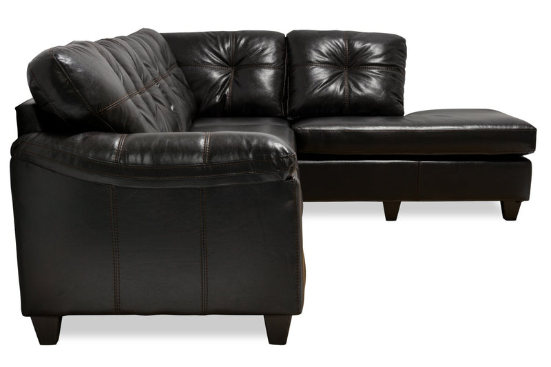 Sofa sectionnel de droite Addison 2 pièces fabriqué au Canada en tissu d’apparence cuir avec coussins de siège amovibles - mûre