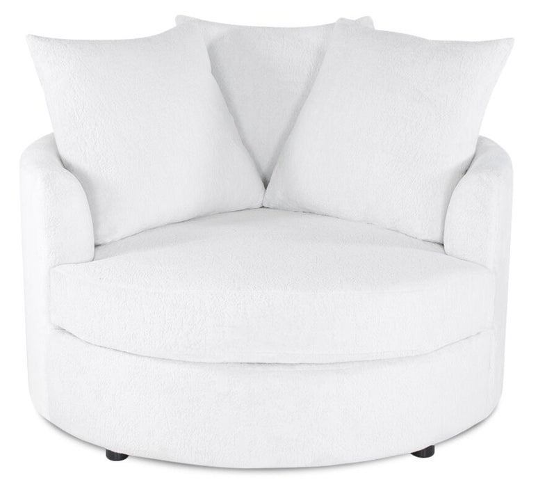 Fauteuil d’appoint Cuddler Grande de 48 po fabriqué au Canada en tissu de chenille - blanc Plush Heaven