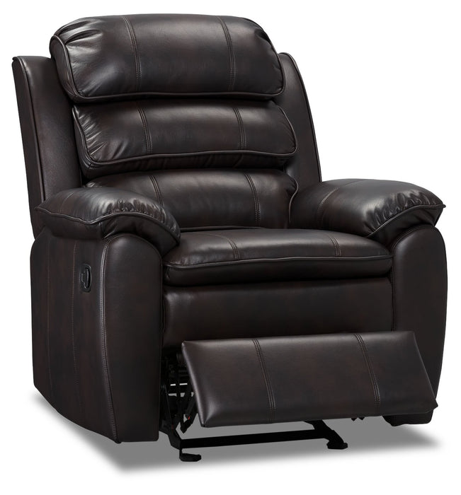 Fauteuil coulissant inclinable Adam de 34,45 po en tissu d’apparence cuir brun