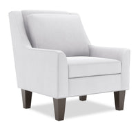  Fauteuil d’appoint club Sofa Lab de 29 po fabriqué au Canada en tissu d’apparence lin avec pattes en bois - blanc Pax Ice 
