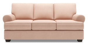 Sofa-lit personnalisable Roll de Sofa Lab de 86 po fabriqué au Canada en tissu d’apparence lin avec accoudoirs enroulés - rose Pax Rose