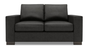 Causeuse personnalisable Track de Sofa Lab de 62 po fabriquée au Canada en tissu d’apparence lin avec accoudoirs rectilignes - gris Luna Kohl