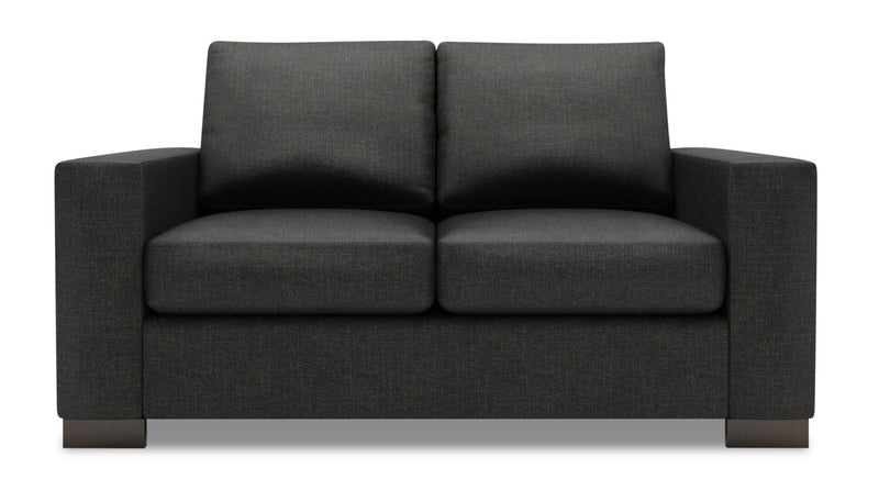 Causeuse personnalisable Track de Sofa Lab de 62 po fabriquée au Canada en tissu d’apparence lin avec accoudoirs rectilignes - gris Luna Kohl