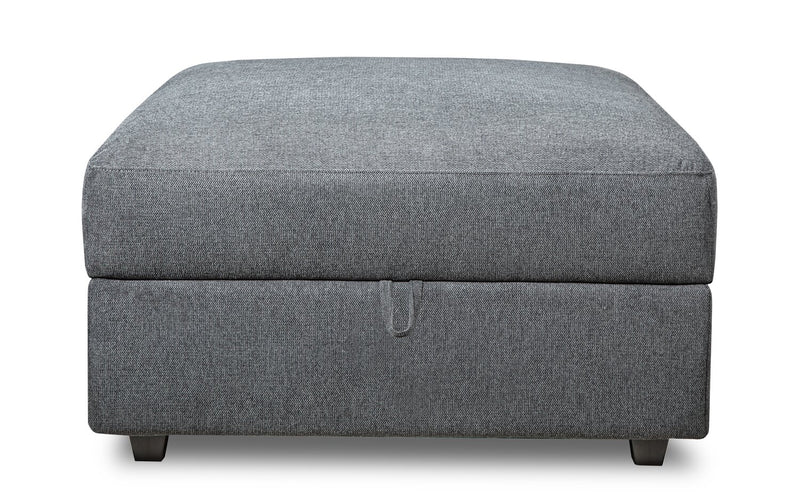 Pouf de rangement modulaire Evolve de Scott Living de 39,5 po en tissu d’apparence lin avec coussin en duvet et plumes - gris anthracite