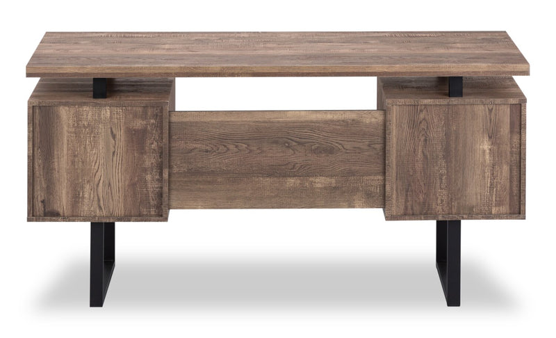 Bureau réversible Teagan de 60 po à 3 tiroirs - brun