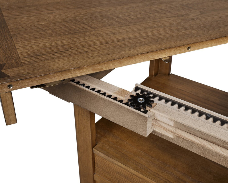 Ensemble de salle à manger Dena 5 pièces avec table ronde, rallonge de 42 po à 60 po (L) et 4 chaises - chêne brun