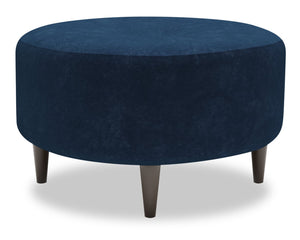 Pouf personnalisable The Curve de Sofa Lab de 31 po fabriqué au Canada en tissu de velours - bleu Royal Blue