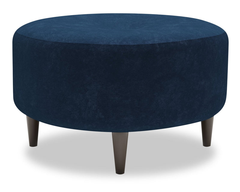 Pouf personnalisable The Curve de Sofa Lab de 31 po fabriqué au Canada en tissu de velours - bleu Royal Blue