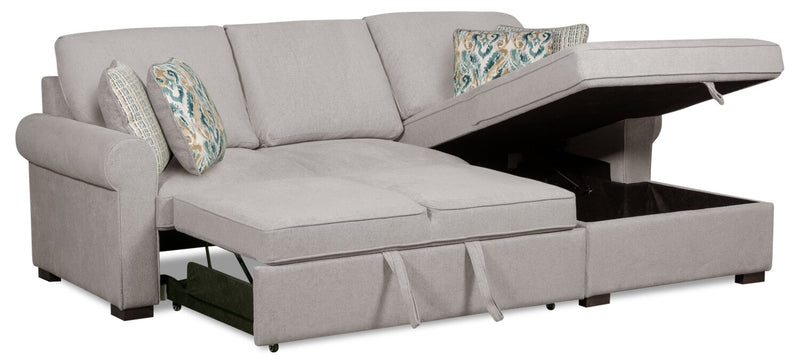 Sofa-lit sectionnel de droite Haven de Scott Living 2 pièces en tissu de chenille avec fauteuil long de rangement - gris