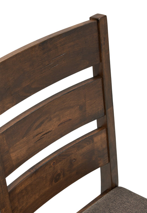 Chaise de salle à manger Plum en tissu de polyester et en bois avec dossier en échelle - brun muscade