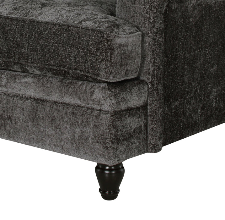 Sofa Bellmont de 89 po fabriqué au Canada en tissu de chenille avec coussins réversibles et pattes en bois - gris anthracite