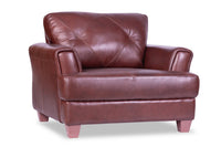 Meuble Vita de Château d’Ax de 44 po en cuir 100 % véritable avec coutures à motif de diamant et pattes en bois - brun