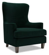 Fauteuil d’appoint à oreilles Sofa Lab personnalisable de 32 po fabriqué au Canada en tissu de velours - vert Hunter Green