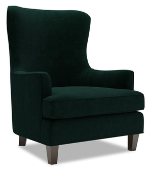Fauteuil d’appoint à oreilles Sofa Lab personnalisable de 32 po fabriqué au Canada en tissu de velours - vert Hunter Green