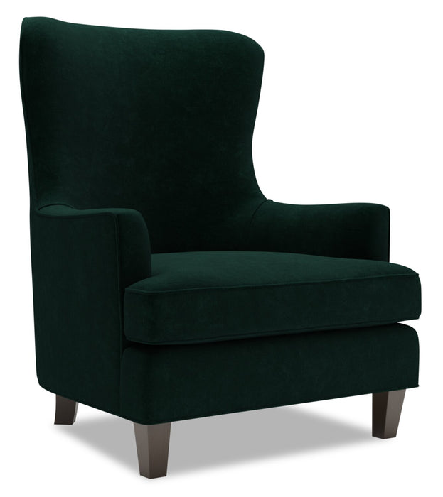 Fauteuil d’appoint à oreilles Sofa Lab personnalisable de 32 po fabriqué au Canada en tissu de velours - vert Hunter Green