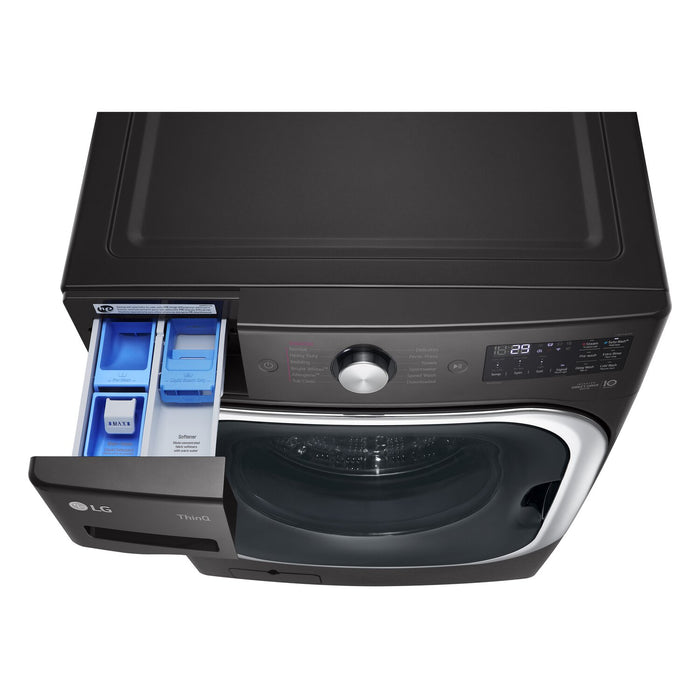 Laveuse à la vapeur intelligente haute efficacité LG à chargement frontal de 6 pi³ - acier noir - superposable - WM8900HBA