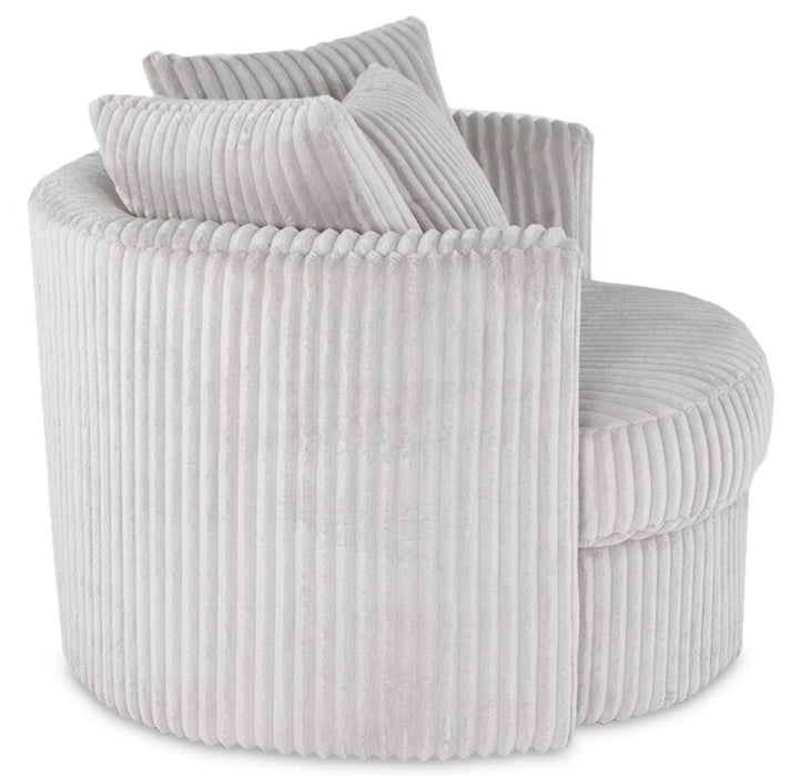Fauteuil d’appoint pivotant Cuddler Midi de 42 po fabriqué au Canada en tissu de chenille - gris Groove Mist