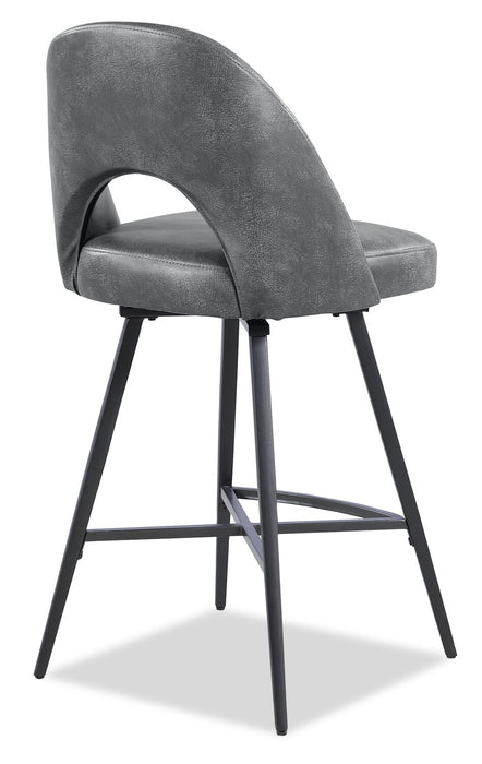Tabouret Bay de Kort & Co. de hauteur comptoir en tissu de cuir végétalien et en métal avec siège pivotant - anthracite