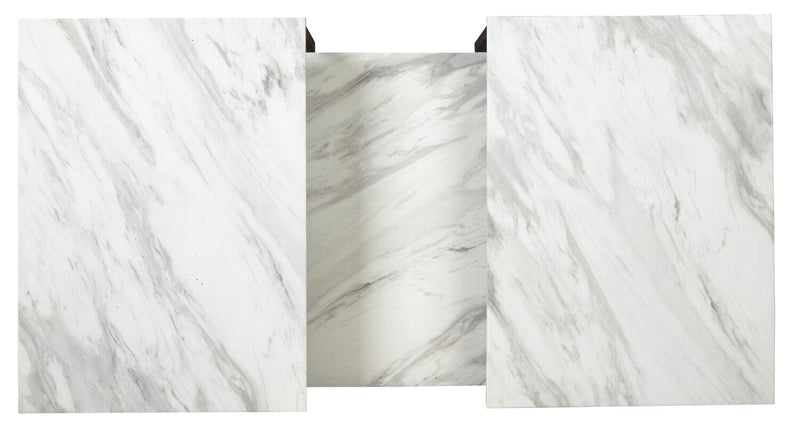 Ensemble 3 tables modernes Donnesta de 46 po (table à café et 2 tables de bout) - imitation de marbre avec armature en métal noir